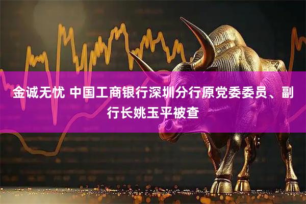 金诚无忧 中国工商银行深圳分行原党委委员、副行长姚玉平被查